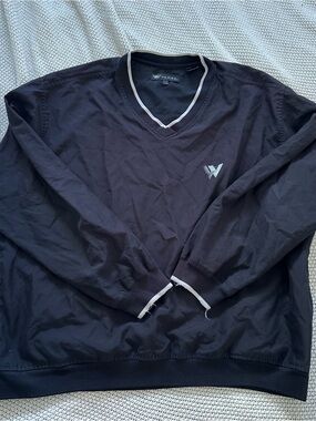 Wedge Black V-Neck Golf Windbreaker Pullover Jacket Men’s Large